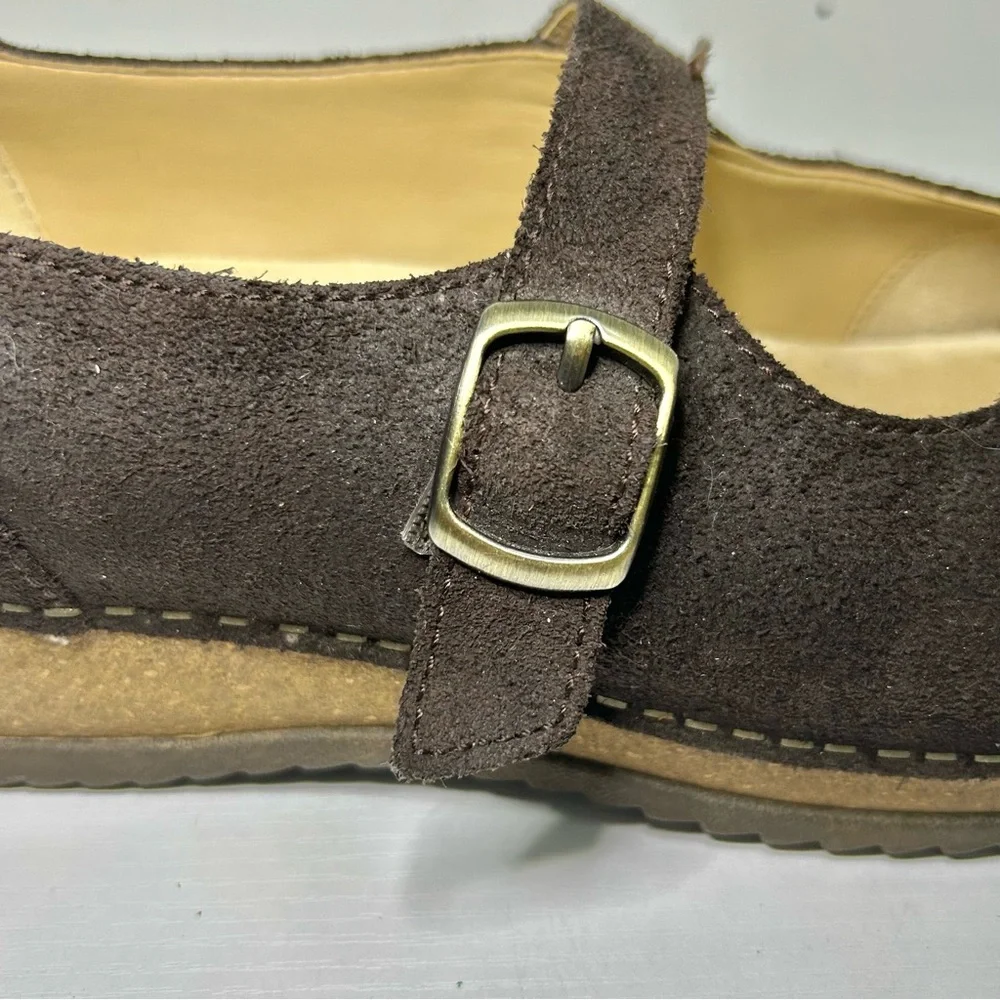 Dansko Mika Dark Brown Suede Mary Jane Flats Size 40EU
